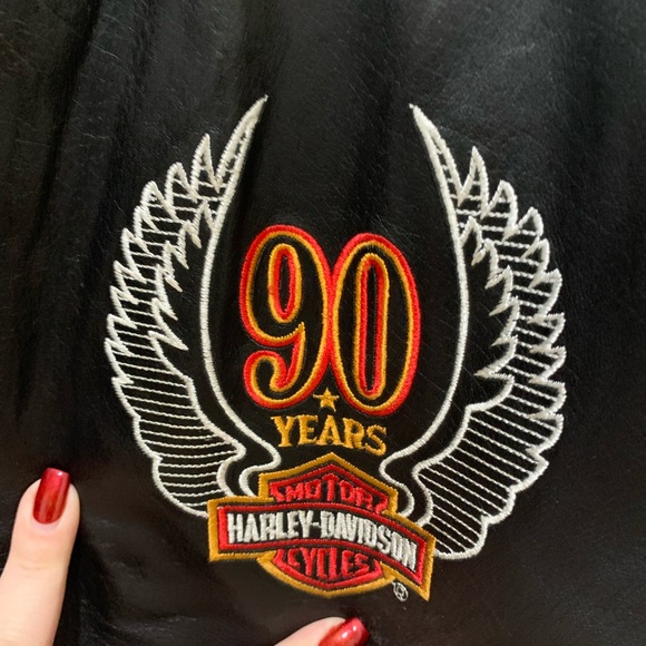#SOLD# Harley Davidson RARE Mens 90th Anniversary embroidered bomber Jacket XL - Picture 10 of 16